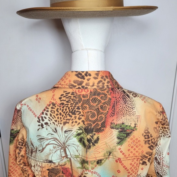 Maggie London Safari Patchwork Fall Blazer Jacket Bold Animal Print Size 10 - Picture 10 of 10